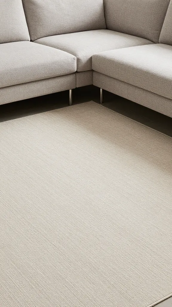 floating sofa corner over slightly larger neutral rug