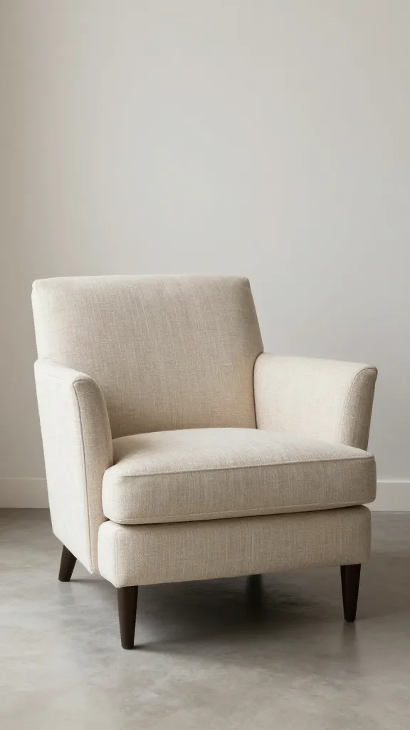 angled accent chair facing center, soft natural light