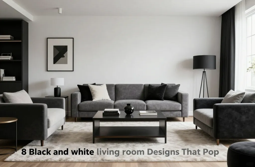 8 Black and White Living Room Designs That Pop