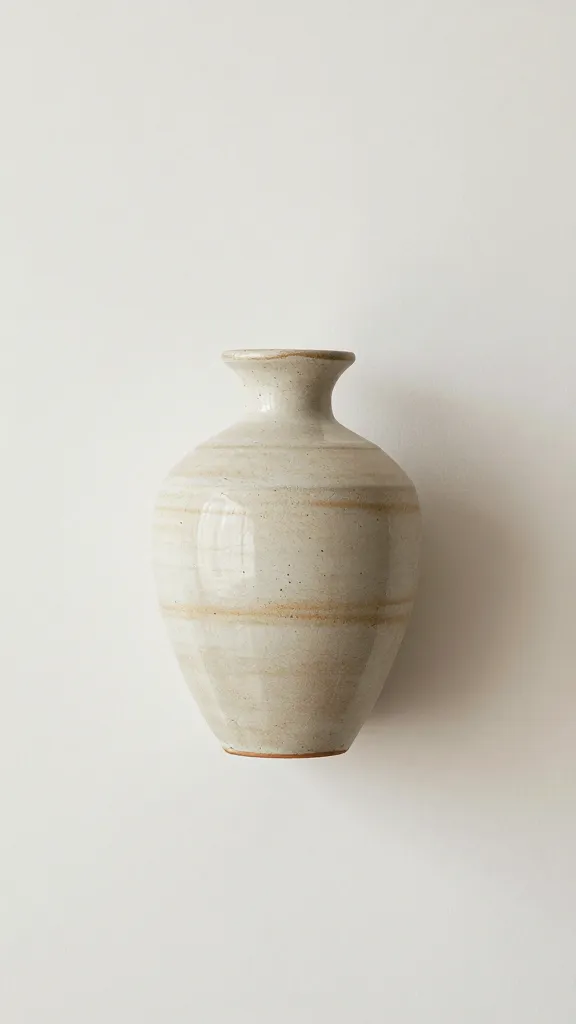 sage ceramic vase on warm white wall