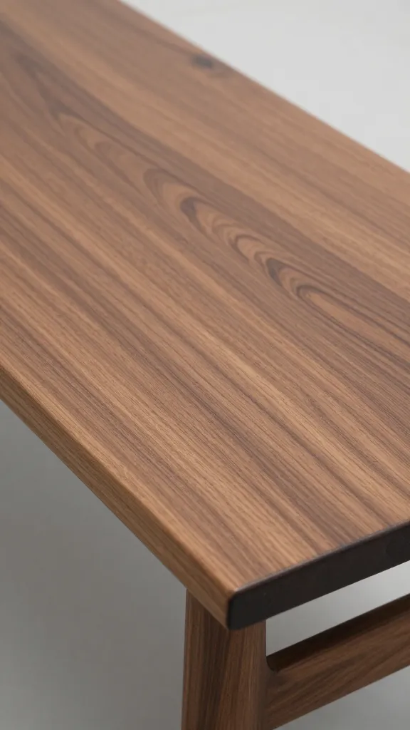closeup of reclaimed walnut coffee table with visible grain