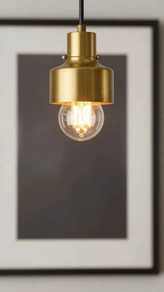 closeup dimmable brass picture light on framed artwork