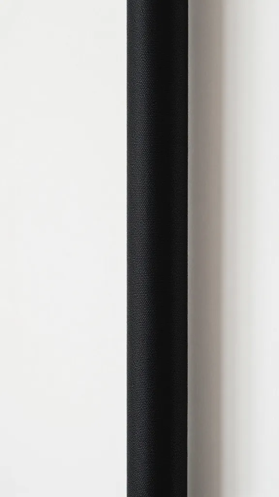 closeup matte-black cord cover against white living room wall