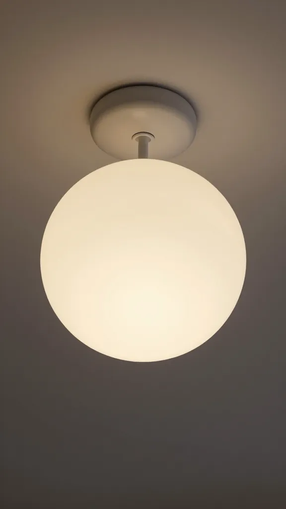 frosted globe ceiling fixture, soft warm LED illumination