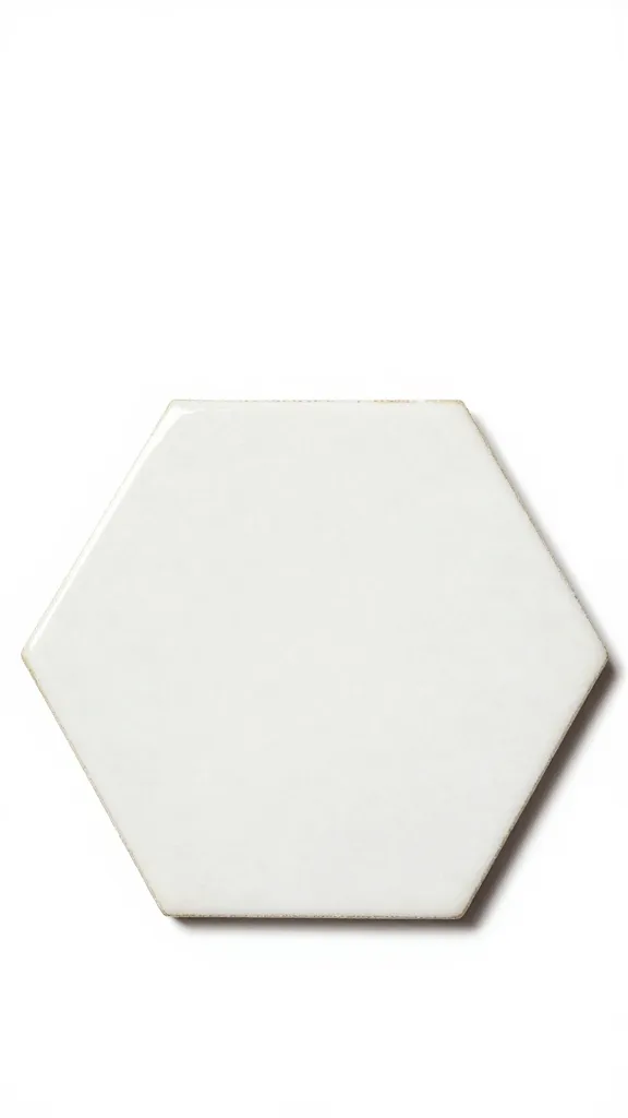 single white hex floor tile with light gray grout, macro
