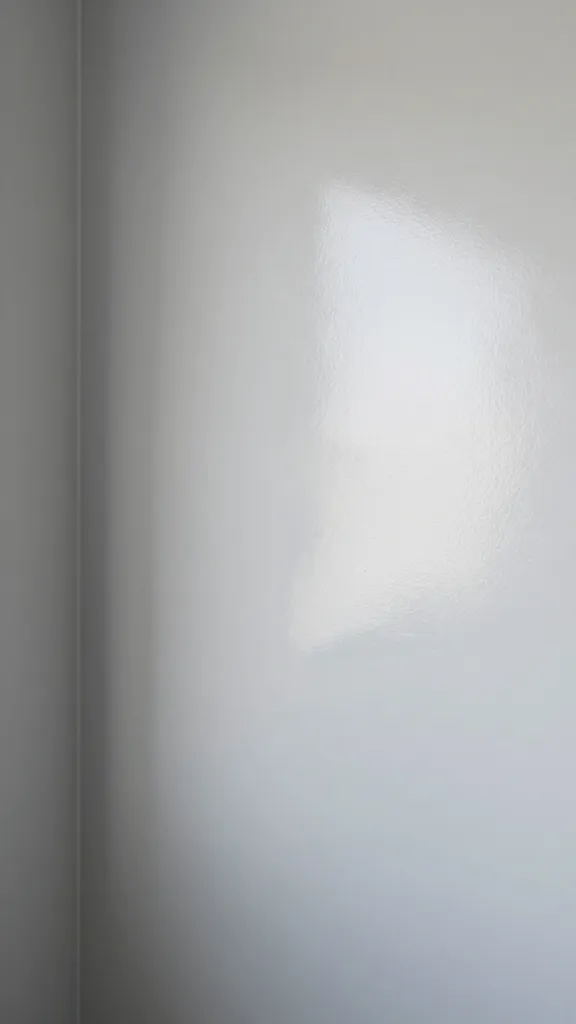 semi-gloss pale grey bathroom wall, soft natural light
