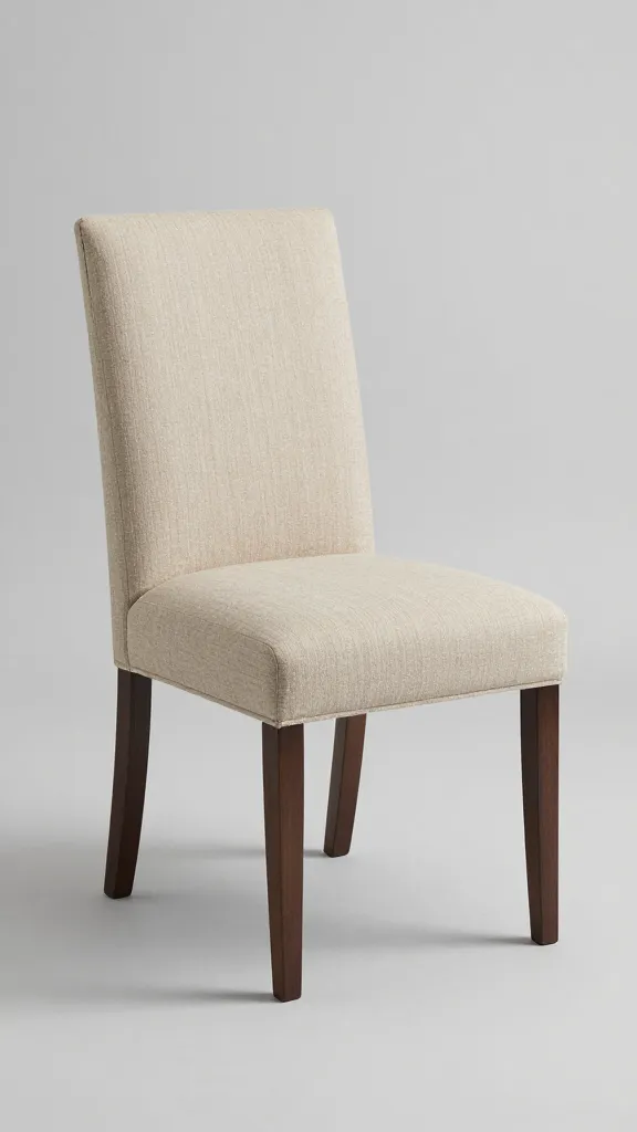 single linen slipcovered dining chair in warm oat tone