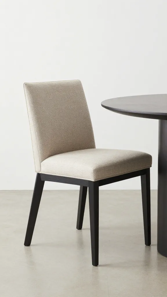 single armless dining chair tucked under pedestal table