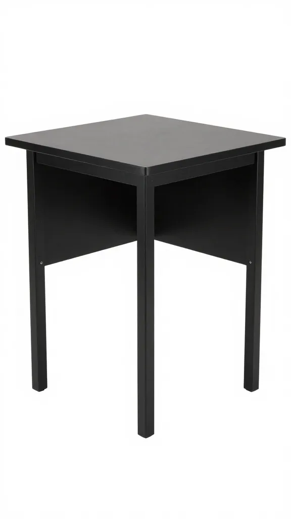 folded drop-leaf table corner, matte black finish