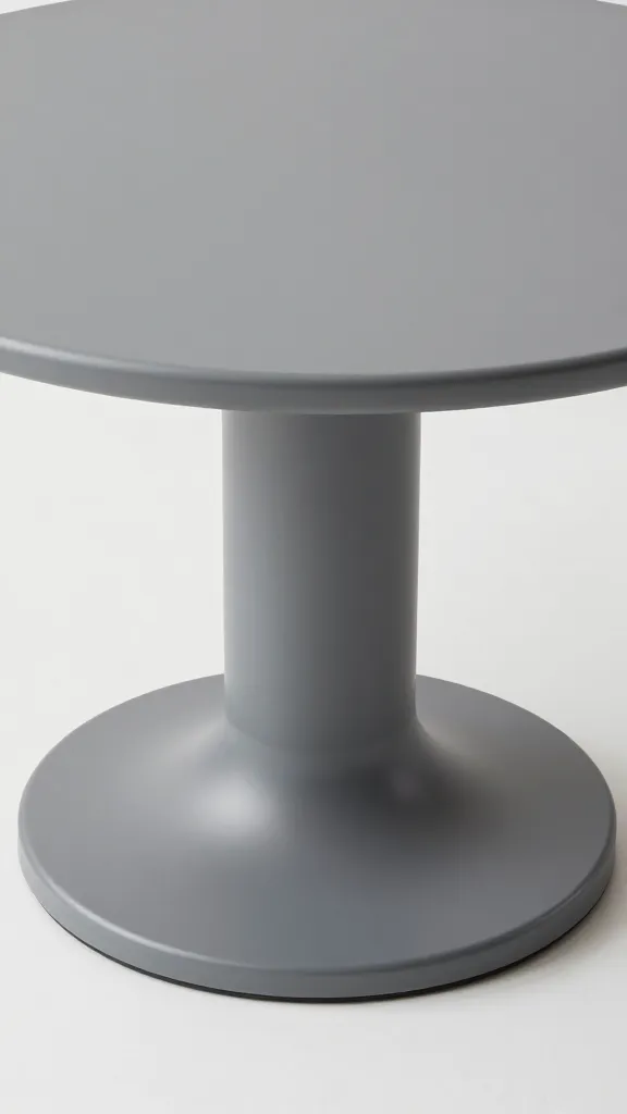 round ash table pedestal base detail, matte finish