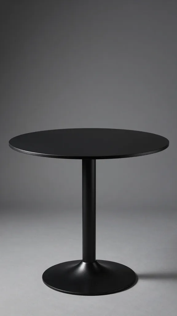 matte black pedestal base of round table, studio lighting